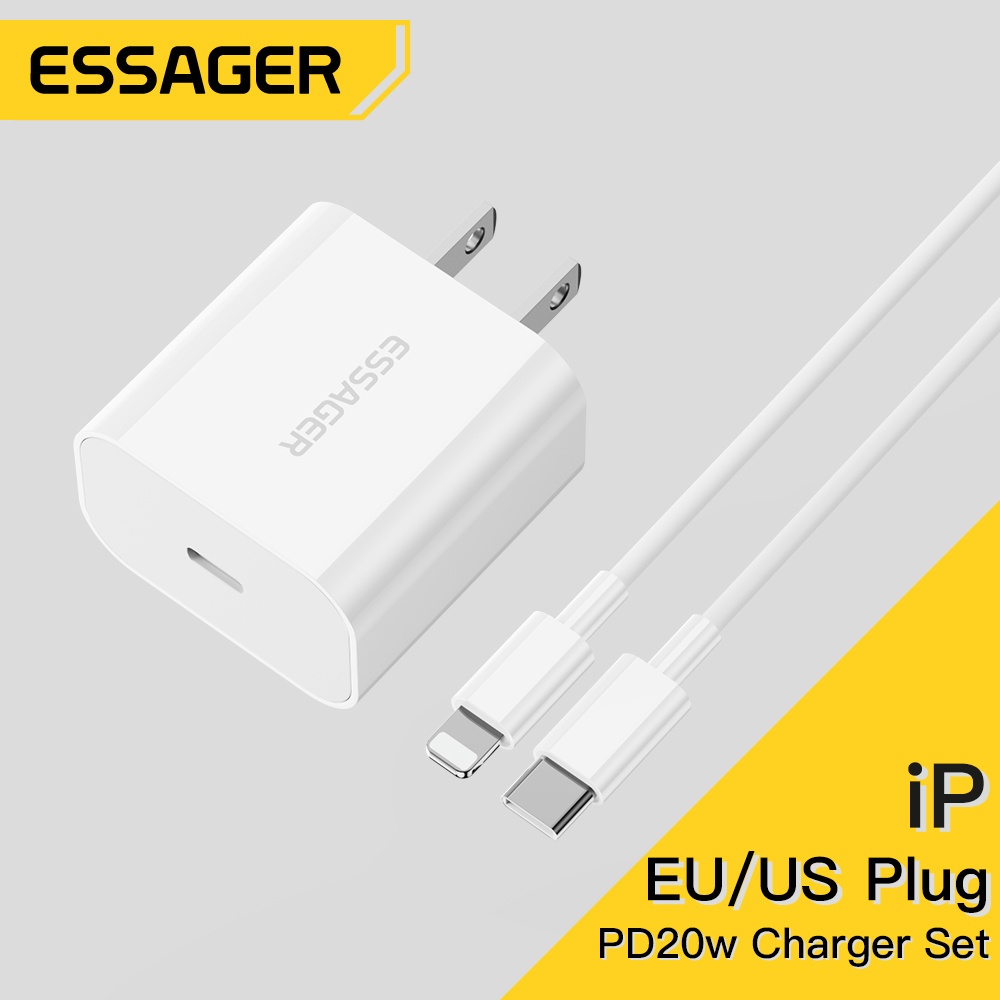 ชุดชาร์จเร็ว Essager PD20W สำหรับ iPhone 14 13 12 Pro Max (ปลั๊ก US/EU)