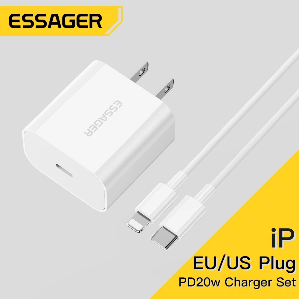 ชุดชาร์จเร็ว Essager PD20W สำหรับ iPhone 14 13 12 Pro Max (ปลั๊ก US/EU)