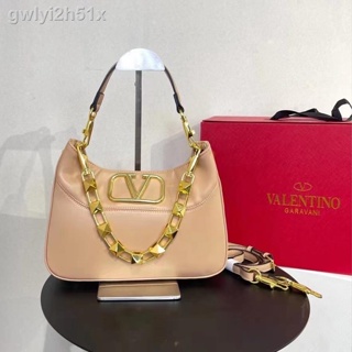 ✓✾☸New (with box) Original Valentino Underarm Bag Women s Studded Bag Fashion Decor Logo V Logo Original Vintage Shoulde