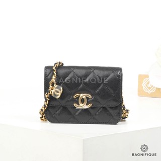 NEW CHANEL CARD BELT BAG 4 BLACK CAVIAR GHW