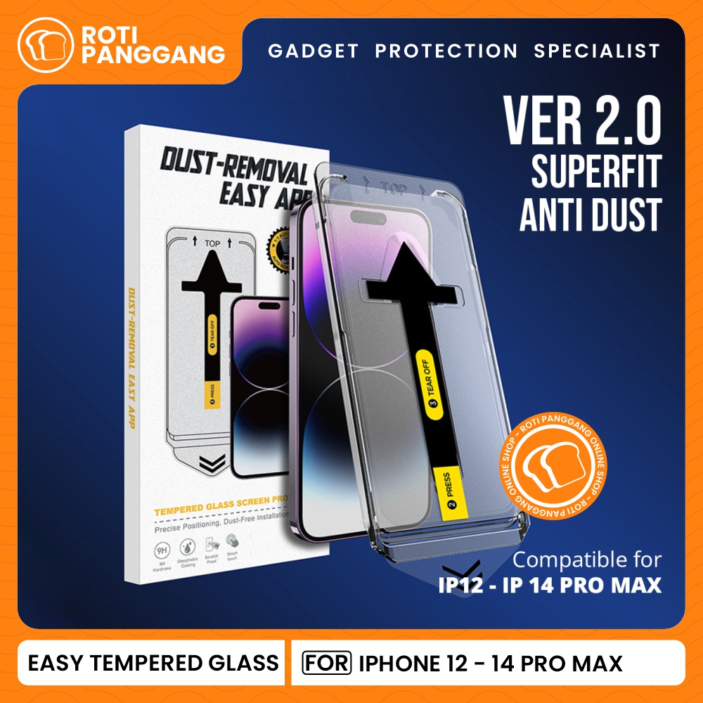 VER 2.0 SUPERFIT EASY APP ฟิล์มกระจกนิรภัย IPHONE X XS XR 11 12 13 14 15 PRO MAX PLUS SCREEN PROTECT