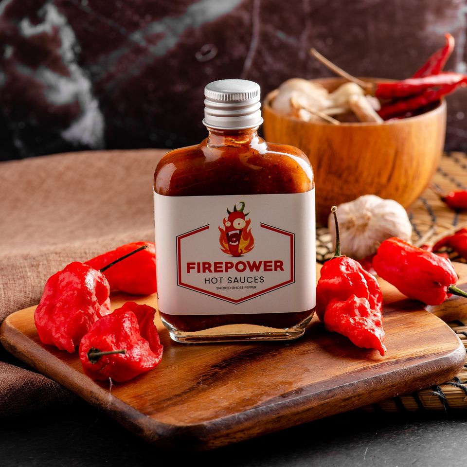 Smoked Ghost Chili Pepper Hot Sauce - Medium Heat - 85ml ซอสพริกปีศาจ เลเวล2 เผ็ด