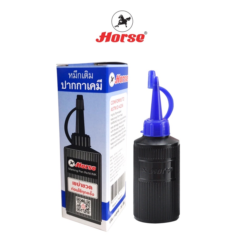 HORSE (ตราม้า ) หมึกเติม ปากกาเคมี ตราม้า ขนาด 30 cc. - หลากสี จำนวน 1 ขวด