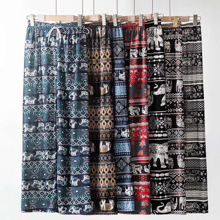 98-พร้อมส่งจากไทย กางเกงช้างขาปล่อย ผ้าดีผ้าเบาใส่สบายใส่แล้วขาไม่เต่อ​ thumbnail 7