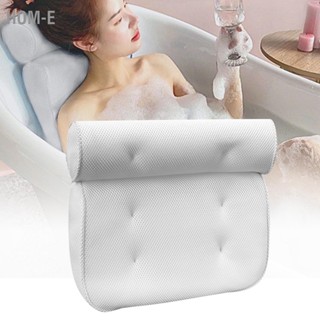 Hom-E Bath Pillow 3D Mesh Fabric Soft Bathtub with Suction Cups Spa Cushion for Back Neck Support Rest White