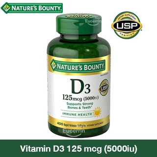 Natures Bounty Vitamin D3 125 mcg, 400 Softgels วิตามินดี เสริมภูมิคุ้มกัน สนับสนุนกระดูกและฟันที่แข็งแรง