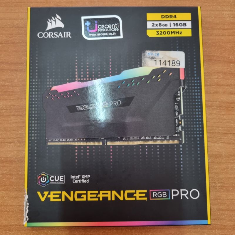 แรมพีซี RAM DDR4 CORSAIR VENGEANCE RGB PRO 16GB (8x2) BUS 3200 มือ2