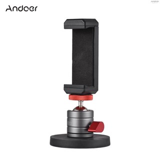 Andoer หัวบอล ขนาดเล็ก 360° ขาตั้งกล้องอลูมิเนียมอัลลอยด์ แบบหมุนได้ พร้อมฐานแม่เหล็ก สําหรับ iPhone 14 13 12 11 Huawei Samsung Smartphone