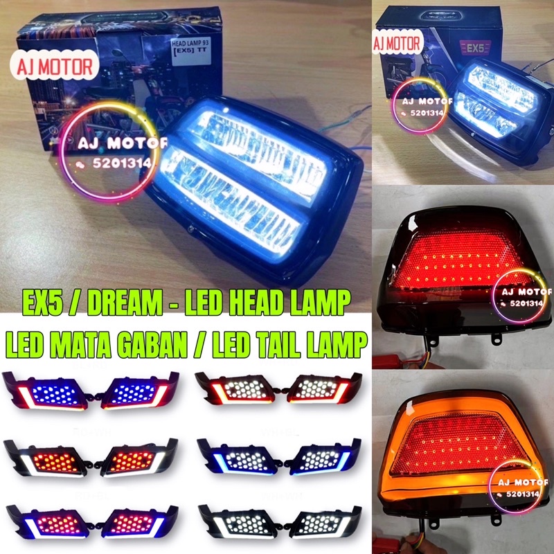 HONDA EX5 / DREAM LED HEAD LAMP เข้าสู่ระบบ MATA GABAN เบรคไฟไฟหน้า LAMPU DEPAN หางสีขาว PUTIH มาตรฐาน DYNOPRO ราคาถูก Shopee Lazada