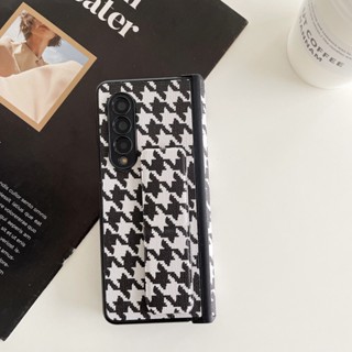 Samsung Galaxy Z Fold 3 Flod 4 แฟชั่น Houndstooth Bracket บานพับพับ กันแตก ฝาครอบ