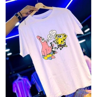 เสื้อยืด ลายการ์ตูน spongebob parody smoking and patric