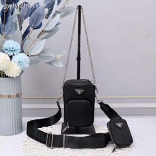 ﹊♨♠Women s Black Leather Cross/Shoulder/Cross Bag P-RA-DA Imported 0822