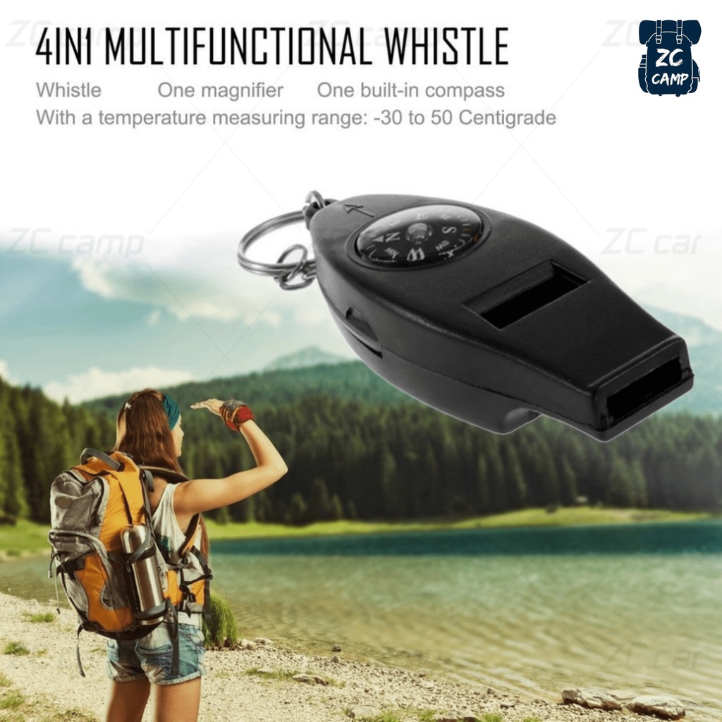 ZC CAMP นกหวีด เข็มทิศ เดินป่า 4in1 เดินทางไกล แว่นขยาย วัดอุณหภูมิ อุปกรณ์เดินป่า - รูปที่ 2