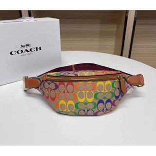 COACH  WARREN BELT BAG IN RAINBOW SIGNATURE CANVAS