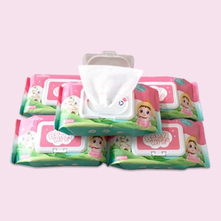 🥝กีวีน่ารัก🥝 กระดาษเปียก กระดาษทิชชู่เปียก Baby Wipes สูตรน้ำบริสุทธิ์ 80 แผ่น