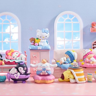 ✿POPMART Sanrio Family Sleep หลับสนิท กล่องตาบอด  สไตล์ที่เลือกได้ น่ารักตุ๊กตา ของเล่น