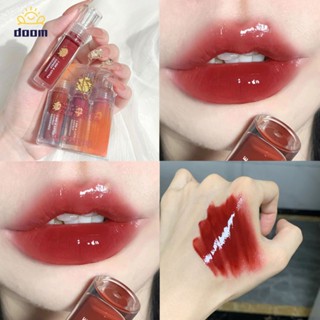 Cappuvini ลิปกลอส ลิปสติก ประกายระยิบ ลิปเวลเวท Light Lip Gloss Water Gloss Mirror Glass Lip Glaze สีขาวและไม่ซีดจางง่าย Lip Glaze 【Doom】