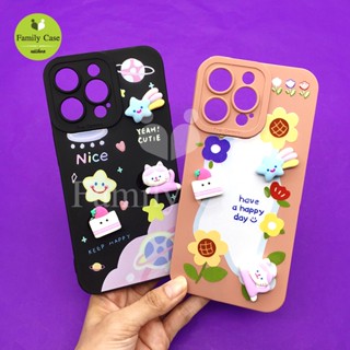 เคส I7+/11/13 pro/13 pr max/14 pro maxเคสมือถือนิ่ม TPU กันเลนส์กล้องนูนลายการ์ตูน ติดอะไหล่แมวกระต่ายน่ารัก