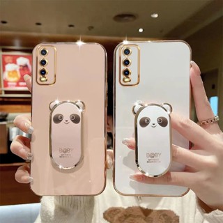 เคส VIVO 1901 1904 1906 1907 1919 1920 V2026 ซิลิโคนนุ่ม หรูหรา ชุบ ฝาหลัง พร้อมขาตั้ง พับได้ เคสโทรศัพท์