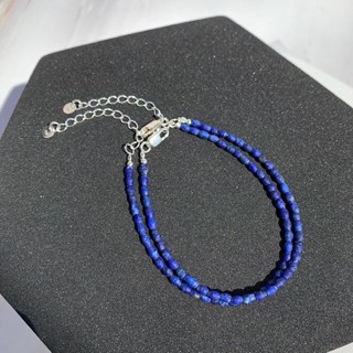 สร้อยข้อมือหินแท้ 2.5mm ลาพิส ลาซูลี (Lapis Lazuli) Matte finish อะไหล่เงินแท้925