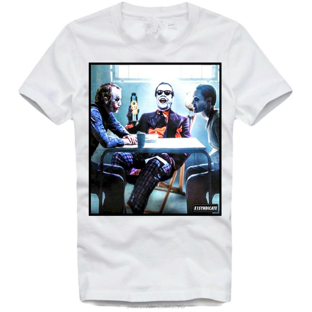 T เสื้อ Joker Evolution Heith Ledger แจ็ค Nicholson Jared Leto Tees ใหม่ผู้ชายแฟชั่นฤดูร้อนสบายๆออกแ