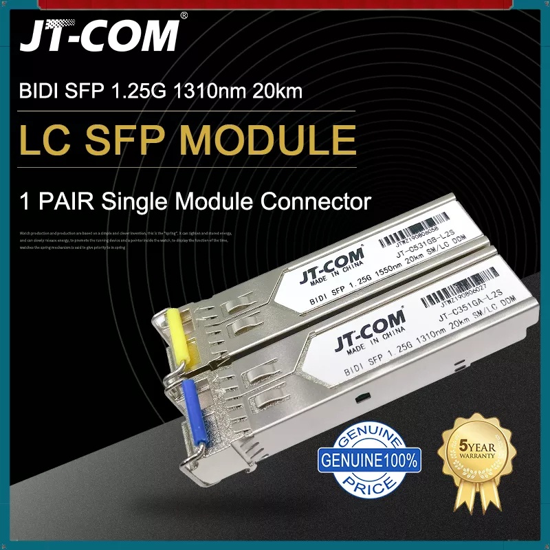 โมดูล SFP JT-COM พร้อม DDM, โมดูล SFP แบบ Single Mode Simplex LC 1g เข้ากันได้กับ Cisco/Mikrotik/TP-