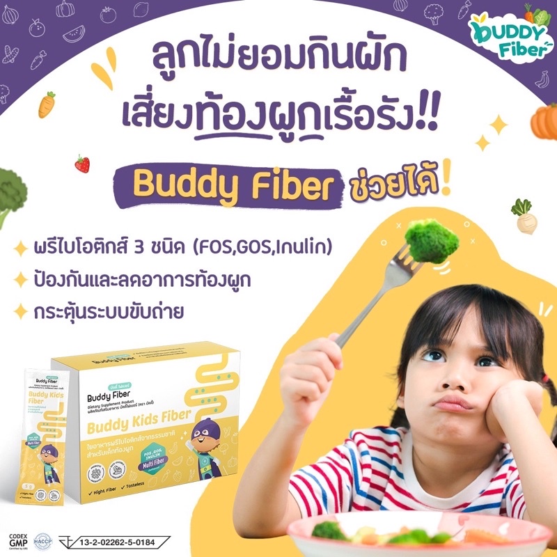 🥬Buddy Fiber🥬บัดดี้ไฟเบอร์ แก้ปัญหาลูกท้องผูก อึแข็ง พรีใบโอติกส์จากธรรมชาติถึง3ชนิด โปรส่งฟรี‼️