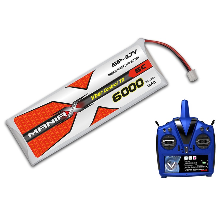 [แบตเตอรี่ 1เซล] ManiaX 1S 6000mAh 5C 3.7V Lipo Battery (for Vbar control)