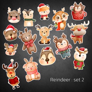 ตัวรีดการ์ตูนคริสต์มาส reindeer แผ่นแพทช์รีดร้อน ตัวรีดติดเสื้อ ลายกวาง