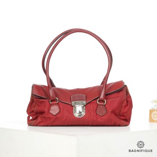PRADA TUSSETO VITELLO LARGE RED NYLON SHW