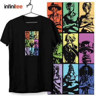 อินฟินิท One Piece หมวกฟางโจรสลัดอะนิเมะ Tshirt สําหรับผู้ชายผู้หญิงในเสื้อยืดสีดําเสื้อเสื้อเส ^#d_09