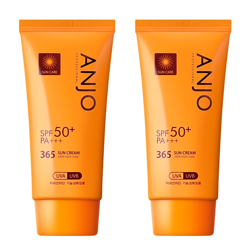 2 ชิ้น Anjo Professional 365 Sun Creams 70g SPF50+PA+++ ครีมกันแดดไม่มี White Cast Facial Body UV Su