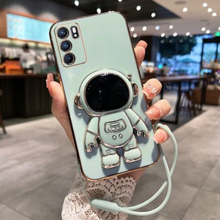 เคสโทรศัพท์มือถือ ขอบตรง ลายนักบินอวกาศ พร้อมสายคล้อง สําหรับ oppo reno 6 6 pro 6 pro plus reno 6z oppo find x3 find x3 pro find x5