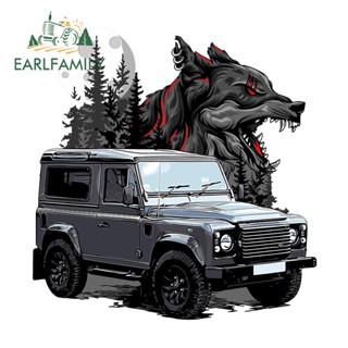 Earlfamily สติกเกอร์ไวนิล Jeep and Wolf 13 ซม. X 12.7 ซม. สําหรับติดตกแต่งหน้าต่างรถยนต์ แล็ปท็อป รถจักรยานยนต์