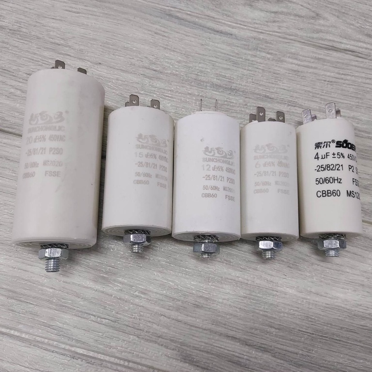 CBB60 มอเตอร์ RUN CAPACITOR พร้อม M8 MOUNTING STUD 4uf 5uf 6uf 8uf 9uf 10uf 12uf 14uf 16uf 18uf 20uf