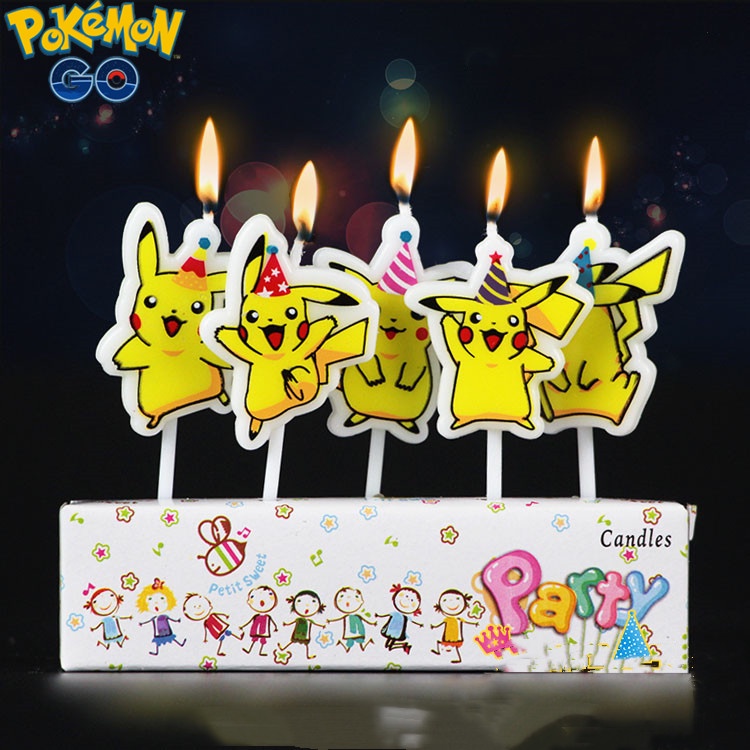 เทียน ลายการ์ตูนโปเกม่อน ปิกาจู สําหรับตกแต่งเค้กวันเกิดเด็ก 5 ชิ้น