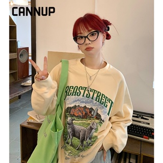 CANNUP เสื้อกันหนาว เสื้อกันหนาว แขนยาว ทรงหลวม สไตล์เกาหลี สําหรับผู้หญิง A28J05V