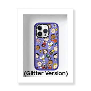 Casetify เคสพลาสติก PC แข็ง ลาย Snoopy Glitter ของแท้ สําหรับ iPhone 11 12 13 14 Plus Pro Max