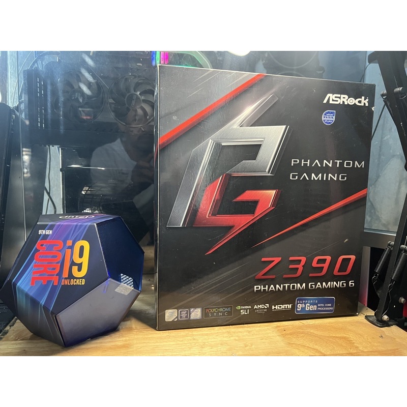 intel i9 9900k 8c/16t พร้อมเมนบอร์ด asrock z390 Phantom gaming 6 มือสอง
