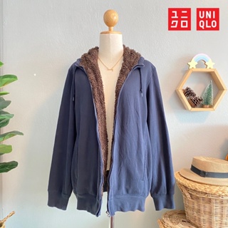 🇯🇵 Uniqlo เสื้อกันหนาว เสื้อแจ็คเก็ต มือสอง แบรนด์ญี่ปุ่นแท้💯% Size XL (อก 48”) สีกรม💙 💢มีตำหนิ (L13)