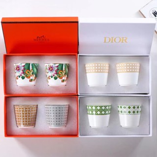 Hermes family European high-end bone china couple cup gift box coffee cup breakfast cup water cup