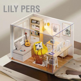 Lily Pers ชุดบ้านตุ๊กตาไม้ ขนาดเล็ก พร้อมเฟอร์นิเจอร์ Diy สําหรับเด็ก