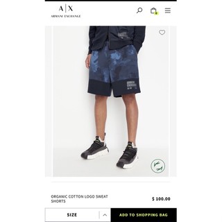 ARMANI EXCHANGE A/X ORGANIC COTTON LOGO SWEAT SHORTS กางเกงขาสั้น ใส่ลำลอง ของผู้ชาย อาร์มานี่ เอ็กซเชนจ์