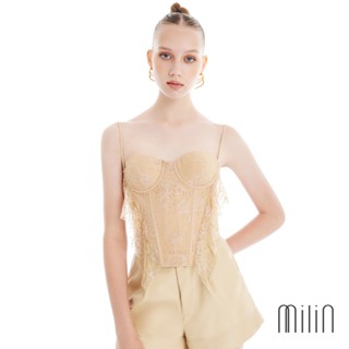 [MILIN] Girlish Top Corset bustier lace spaghetti strap side ruffles top เสื้อสายเดี่ยวสปาเก็ตตี้ลูกไม้ทรงคอเซ็ท