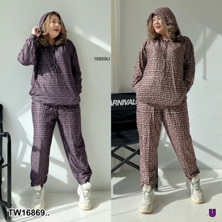 J16869 Set 2 ชิ้น #Bigsize เสื้อแจ็กเก็ทแขนยาว + กางเกงขายาว Set 2 pieces #Bigsize long sleeve jacket + long pants