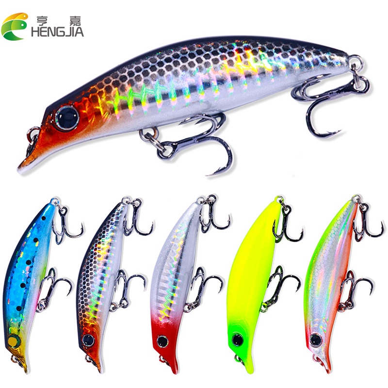 HENGJIA เลเซอร์ Minnow Lure 7.9 ซม.-7.4g ลอย Crankbaits ตกปลา Wobblers สําหรับ Pike bass เหยื่อตกปลาประดิษฐ์ Tackle