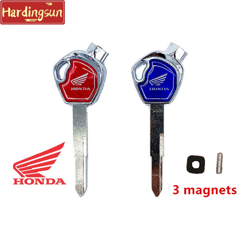 Hardingsun กุญแจเปล่ามอเตอร์โลหะ พร้อมแม่เหล็ก 3 ชิ้น สําหรับ honda Wave 110i honda click 125i Rs150