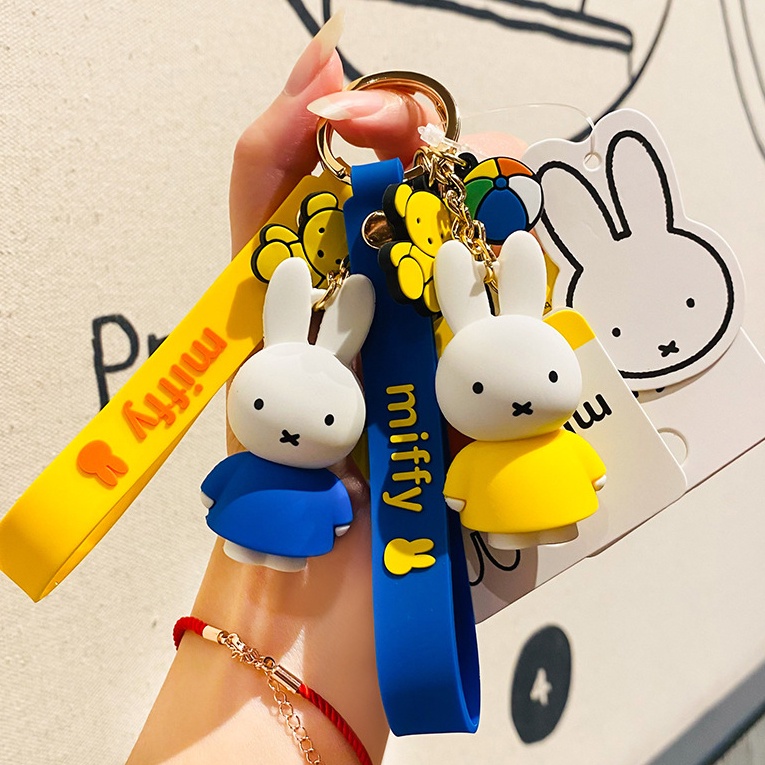 พวงกุญแจ จี้การ์ตูนกระต่าย Miffy ของแท้ ขนาดเล็ก เหมาะกับของขวัญ สําหรับกระเป๋านักเรียน