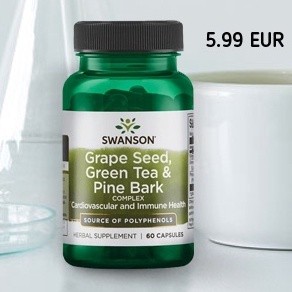 Swanson Grape seed  Green Tea &amp; Pine Bark Complex 125 mg 60 Cap รวมบำรุงผิว ลดฝ้ากระ