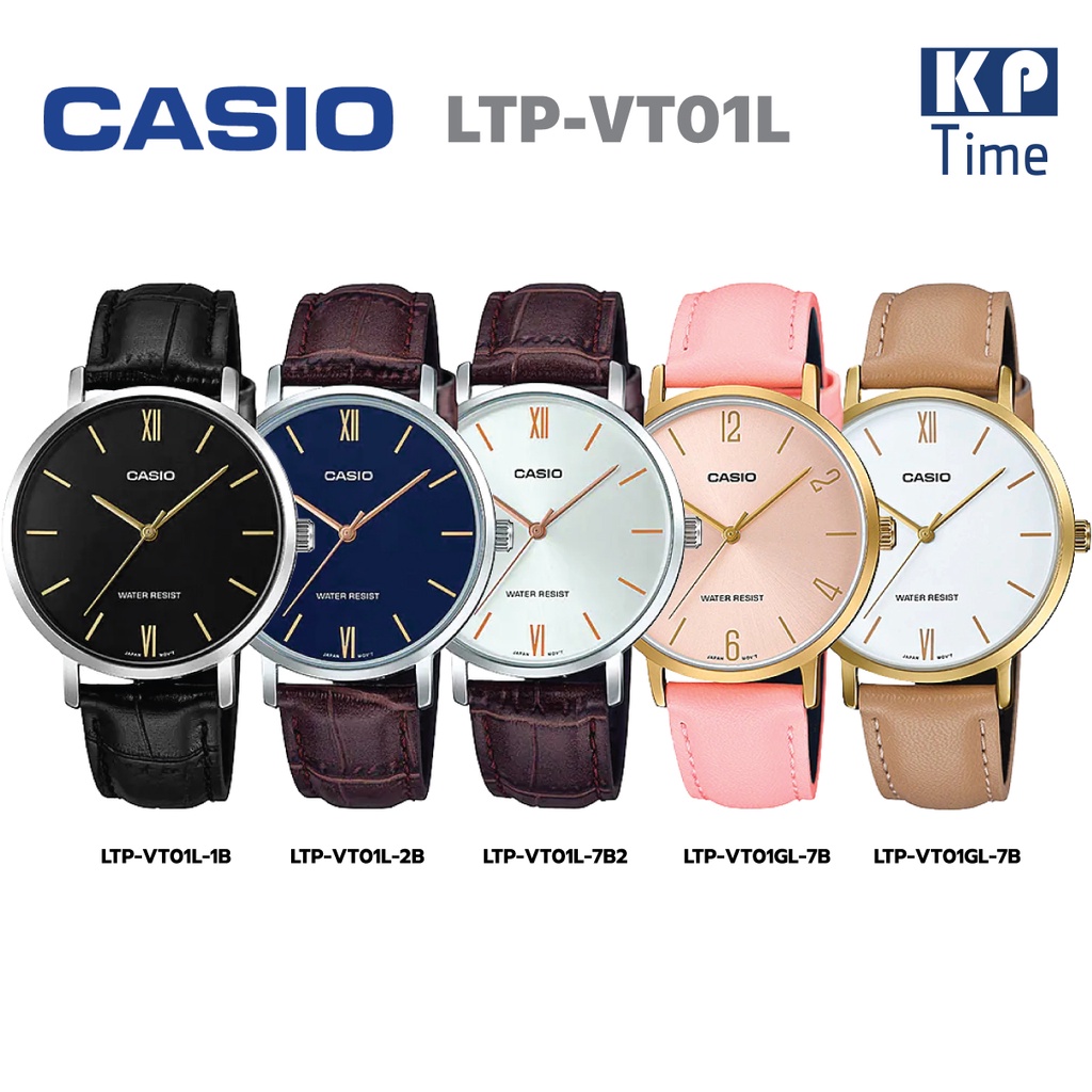Casio นาฬิกาข้อมือผู้หญิง สายหนัง รุ่น LTP-VT01L ของแท้ประกันศูนย์ CMG